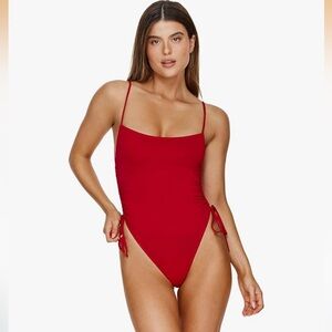 Red one piece swimsuit